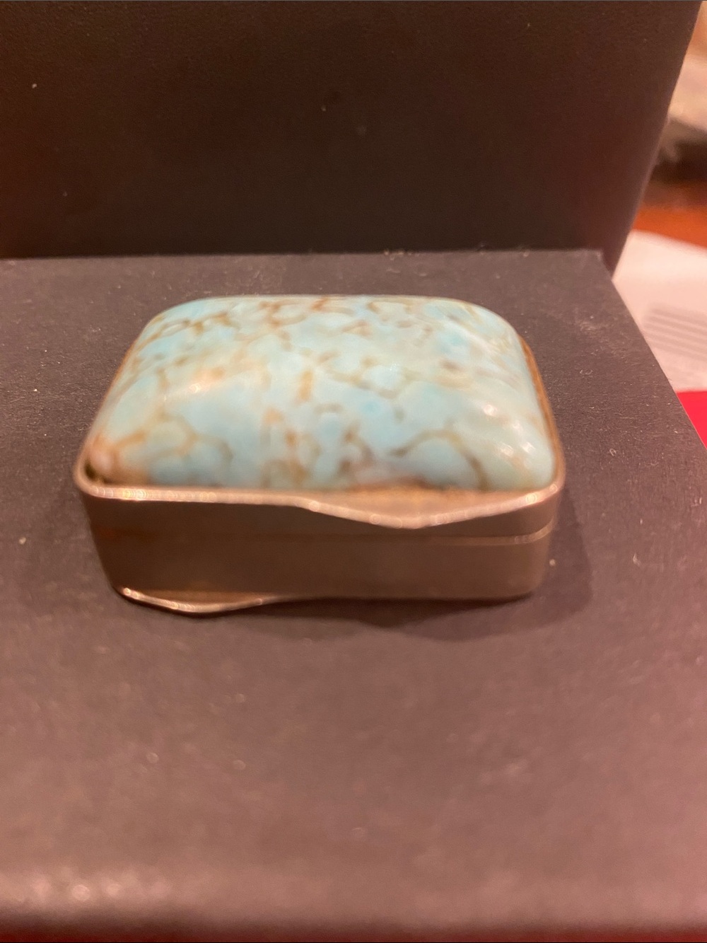 Source Unknown Turquoise-Patterned Stone Accent Box - Blue and Brown